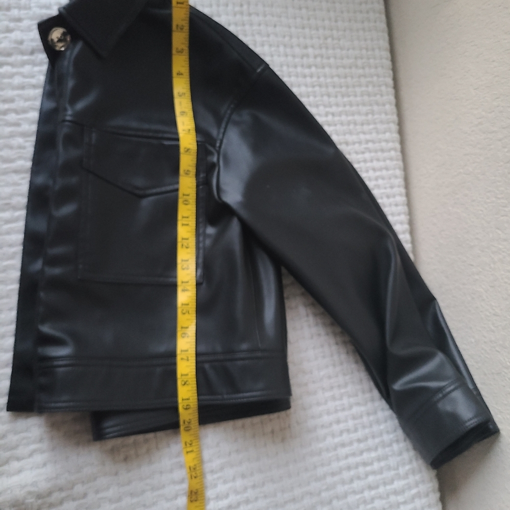ZARA Black Faux Leather Jacket Women's Size S - Picture 9 of 10